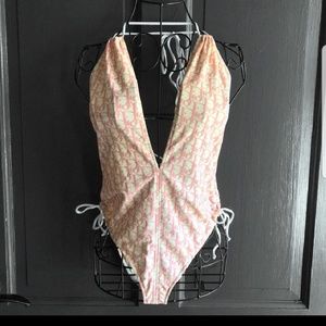 Dior pink logo monokini